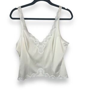 JC Penney Womens Lace Cami Top Size Large Vintage 70s 80s Ethereal Coquette USA